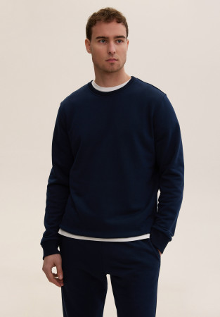 Dark blue color men's basic three-thread sweatshirt  Dark blue color men's basic three-thread sweatshirt